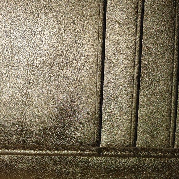 Coach Gold Beigh Signature Canvas Logo Passport Leather Bi Fold Wallet Travel - Picture 6 of 7